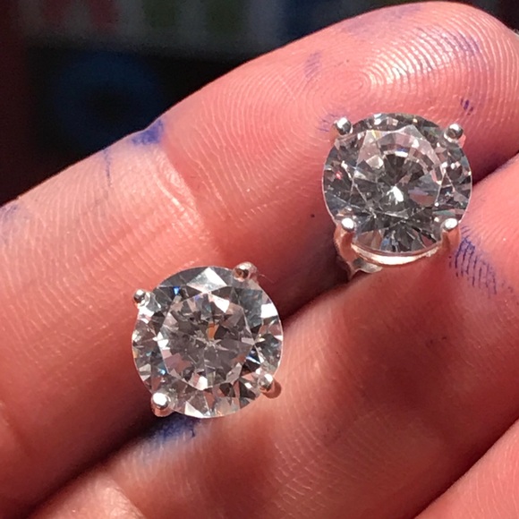 💯% 925 Sterling Silver Earrings w/CZ - Picture 6 of 7